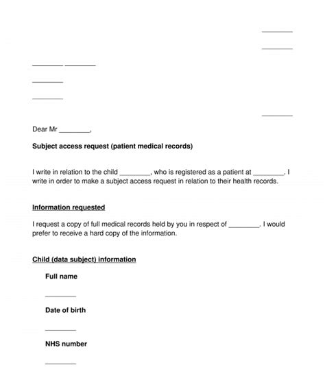 letter  request child medical records  health information