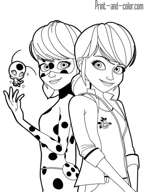 ladybug  cat noir ladybug coloring page cartoon coloring pages