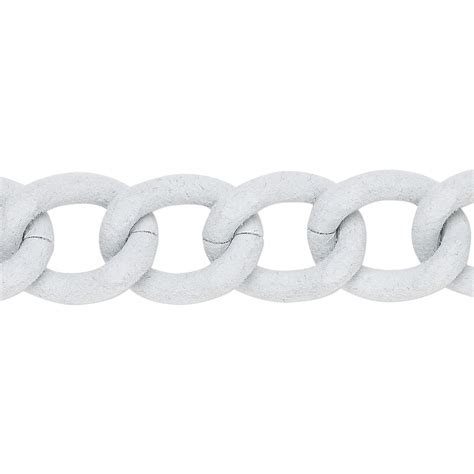 chain aluminum flocked white mm curb sold  pkg   inches fire mountain gems  beads