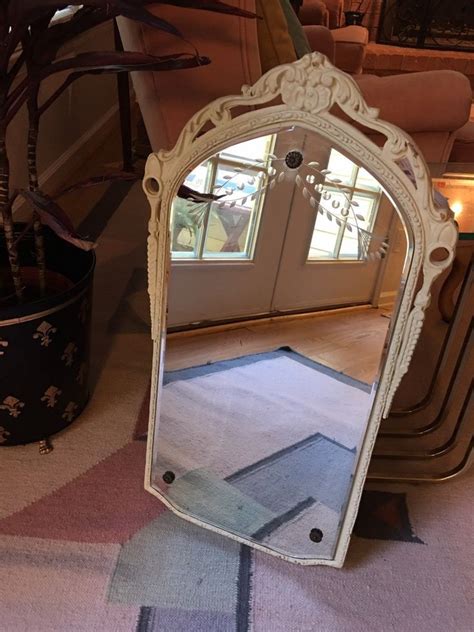 art deco etched beveled glass mirror  wooden frame vintage etsy