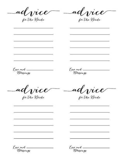 pin  wedding advice cards printable