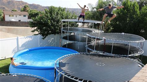 giant trampoline staircase  trampolines epic backyard trampoline park youtube