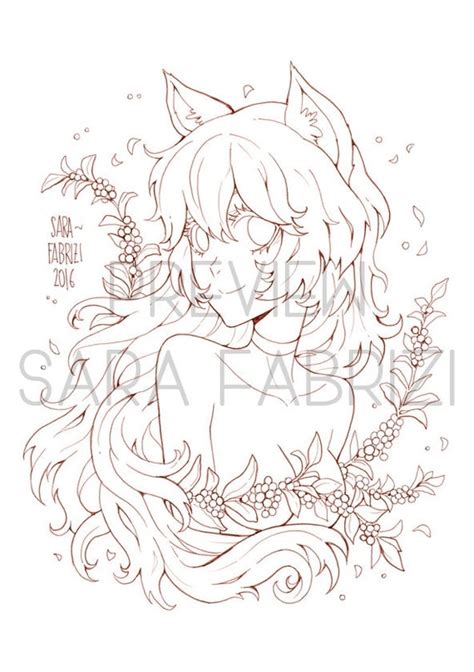 fox girl lineart  coloring