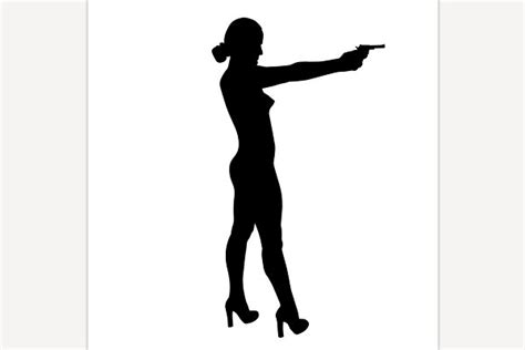 Shooting Girl Silhouette Pre Designed Illustrator Graphics ~ Creative