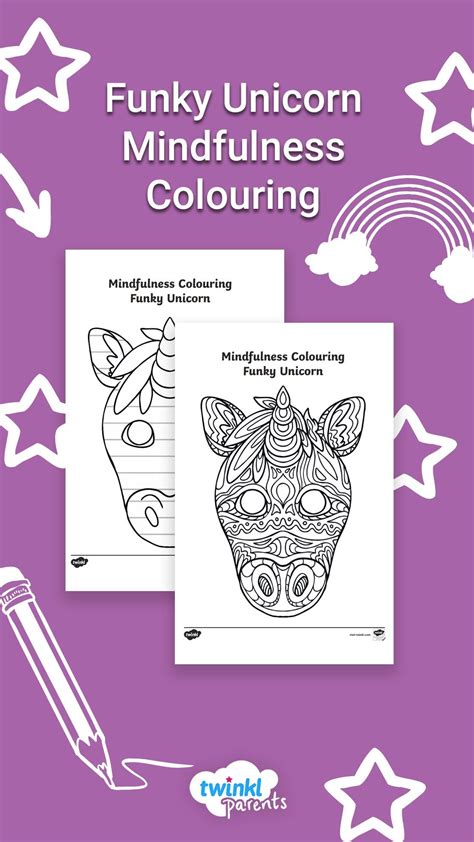 funky unicorn mindfulness colouring mindfulness colouring coloring