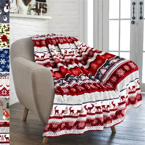 pavilia christmas throw blanket holiday christmas reindeer snowflakes