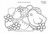 Easter Coloring Chick Eggs Flowers Cute Pages sketch template