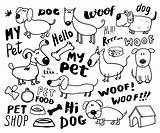 Honden Collectie Grappige Huisdieren Getrokken Vectorillustratie Getekende sketch template