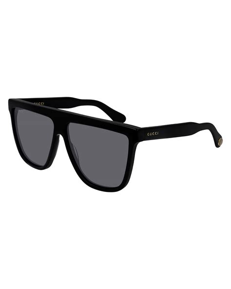 Gucci Men S Flat Top Square Solid Acetate Sunglasses