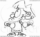 Lifting Dumbbells Little Girl Toonaday Outline Illustration Cartoon Royalty Rf Clip 2021 sketch template