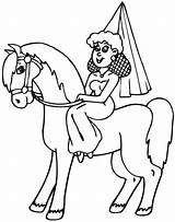 Horse Coloring Princess Pages Riding Popular sketch template
