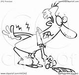 Newspaper Picking Man Cartoon Toonaday Royalty Hurting Outline Illustration His Back Rf Clip 2021 sketch template