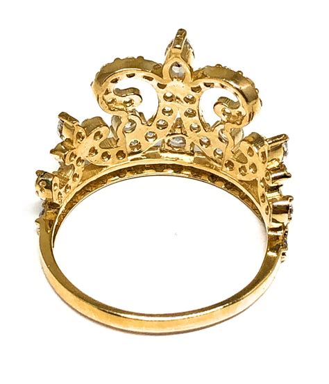 solid gold crown cubic zirconia ring fran  jewelry