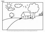 Scenery Kids House Draw Step Drawing Tutorials Scenes Drawingtutorials101 Tutorial Places sketch template