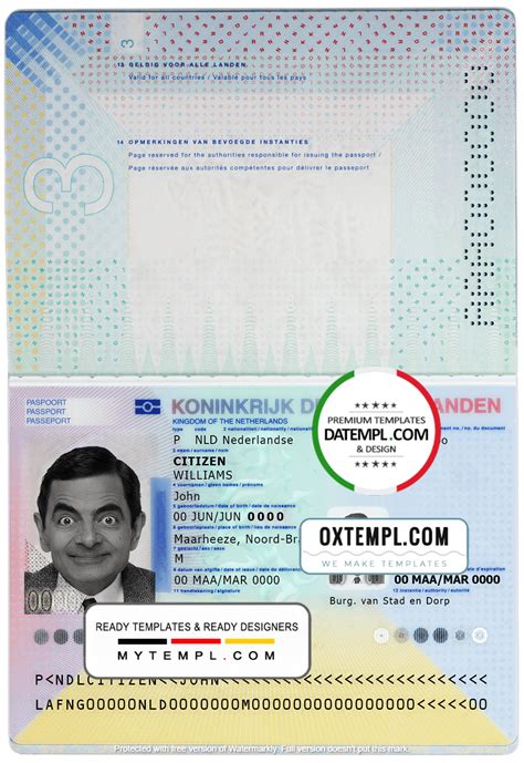 netherlands passport template  psd format fully editable   fonts  present