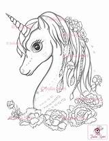 Boho Coloring Pages Unicorn Digital Stamp Digi Flowers Etsy Choose Board Getcolorings Getdrawings Digit sketch template