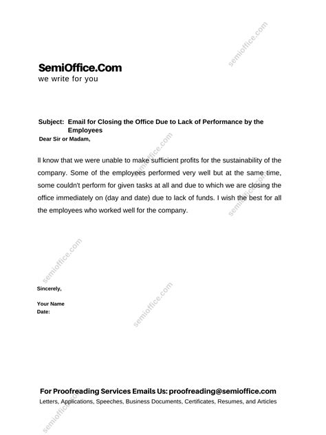 office closing reason  business loss letter format semiofficecom