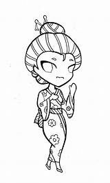 Geisha Coloring Chibi Drawing Netart Getdrawings sketch template
