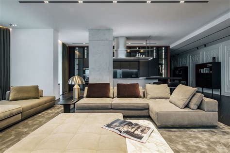 luxury apartment   sophisticated  dramatic interior design