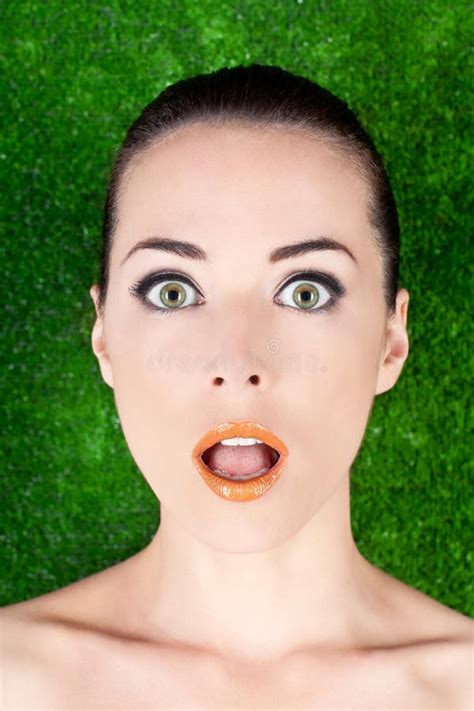 portrait of a surprised beautiful woman mouth open stock image image