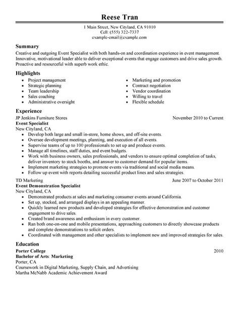 event specialist resume examples    today