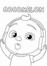 Cocomelon Johnny Headphones Yoyo Coloringonly sketch template