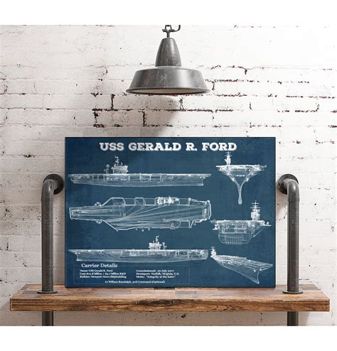 uss gerald  ford cvn  aircraft carrier blueprint etsy