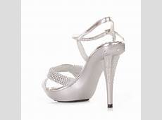Silver High Heel Diamante Party Prom Wedding Embellished Sandals Shoes