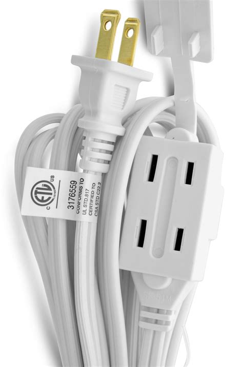 power extension cord gearit  feet  outlet extension cord power strip ul listed white