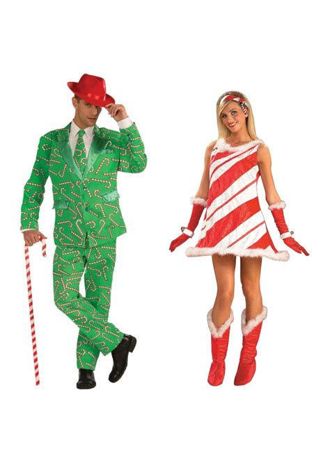 christmas candy cane men costume and candy cane jane women