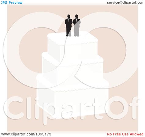 Clipart Layered Wedding Cake With A Gay Topper 3 Royalty Free Vector