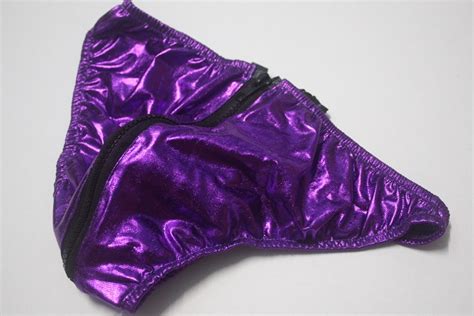fashion care 2u um529 3 sexy purple metallic crotch zip