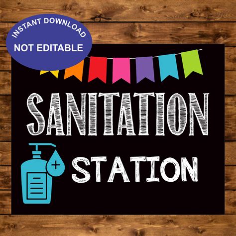sanitizing station signs instant    etsy