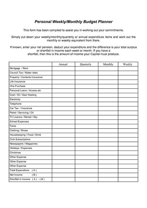images  financial worksheet form  printable monthly