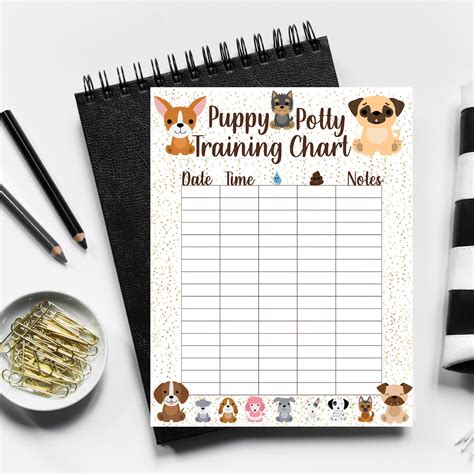 printable puppy potty training schedule chart  calendar