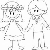 Wedding Couple Digi Cartoon Making Card Stamp Pages Coloring Simple Easy Templates Drawings Couples Template Stick Kids Stamps Clipart Par sketch template