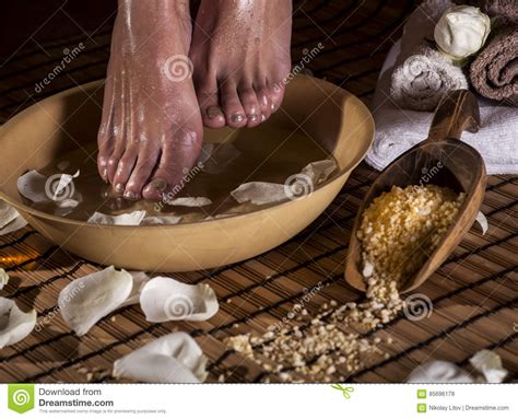 foot spa treatment stock photo image  drop bathroom