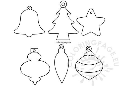 set christmas ornament shapes printable coloring page