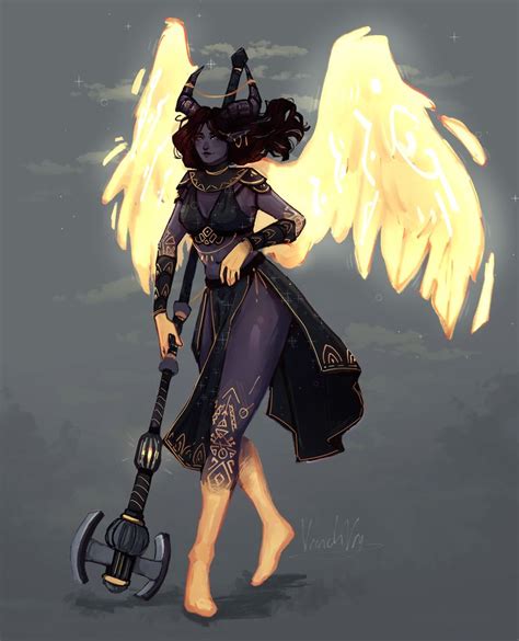 female tiefling in 2021 tiefling paladin dungeons and dragons