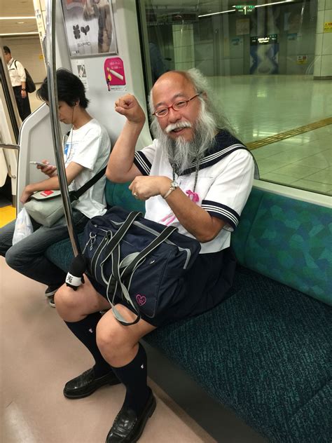 Sailor Suit Old Man Famous In Tokyo Japan Tokyo Metro Summer 2015