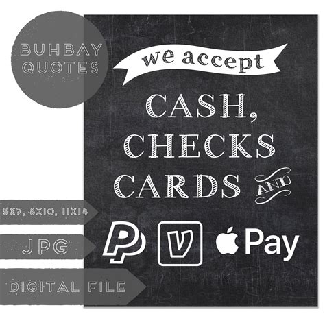 forms  payment accepted chalk sign cash credit debit etsy