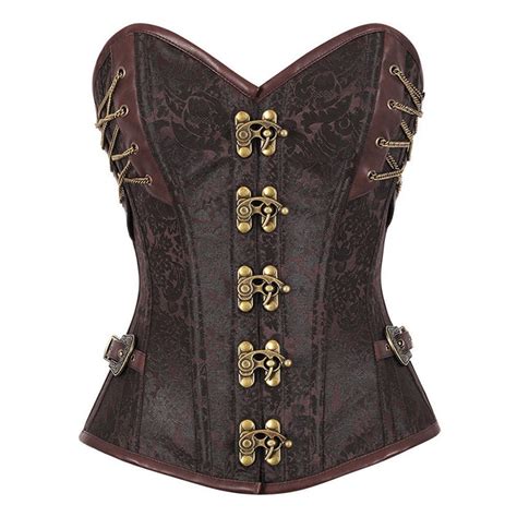 brown steampunk corset overbust steel boned corsets and bustiers sexy