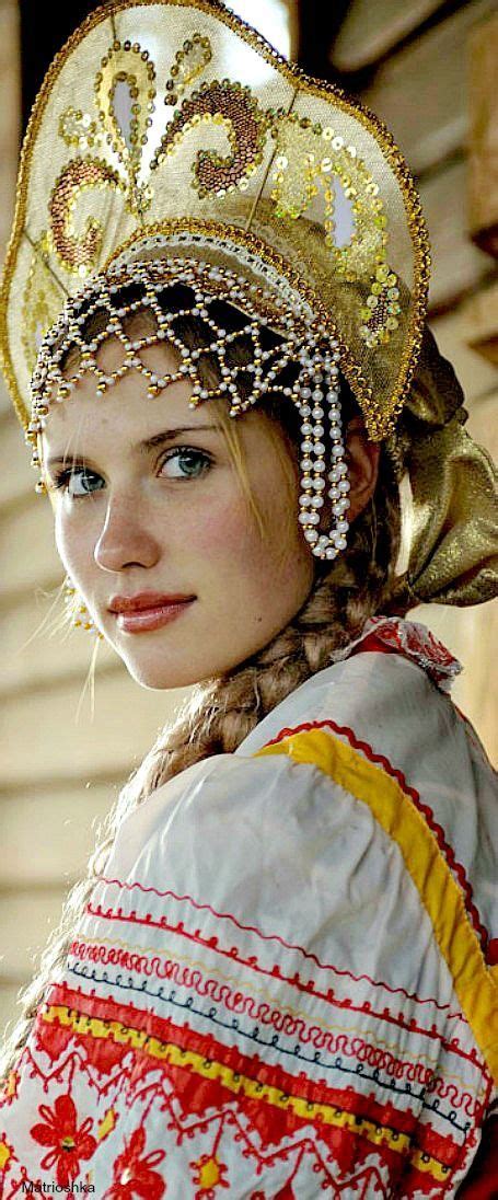 Russian Girl W Kokoshnik A Traditional Piece Of Female Headware