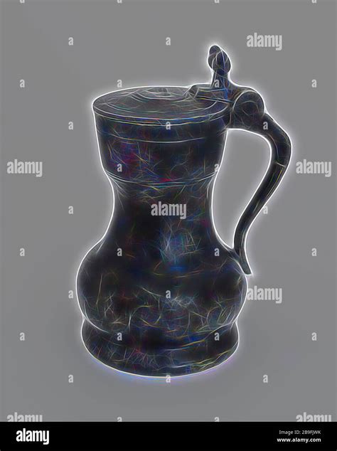 pewter drinking jug  lid drinkware holder tin cast horizontal