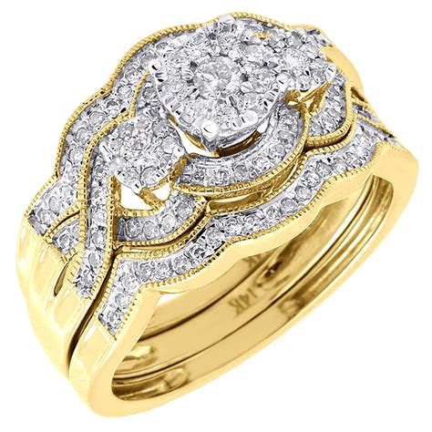 jewelry   diamond wedding  piece bridal set  yellow gold