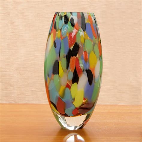 Unique Murano Inspired Glass Vase 11 Inch Carnival Confetti Novica