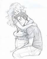 Sketches Couple Drawings Romantic Percabeth Pencil Cute Drawing Couples Poses Hugging sketch template