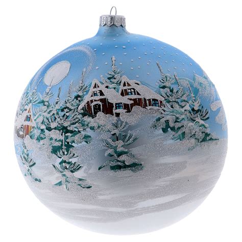 Christmas Ball In Blown Glass 200 Mm Snowy Scandinavian Online Sales