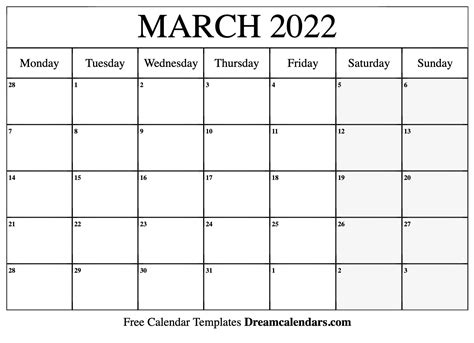 march  calendar  printable  holidays  observances