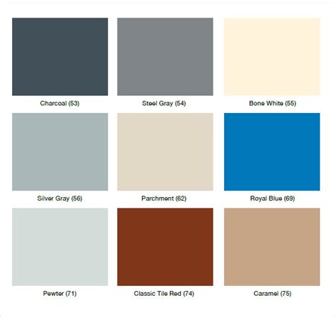 sample color chart templates   ms word